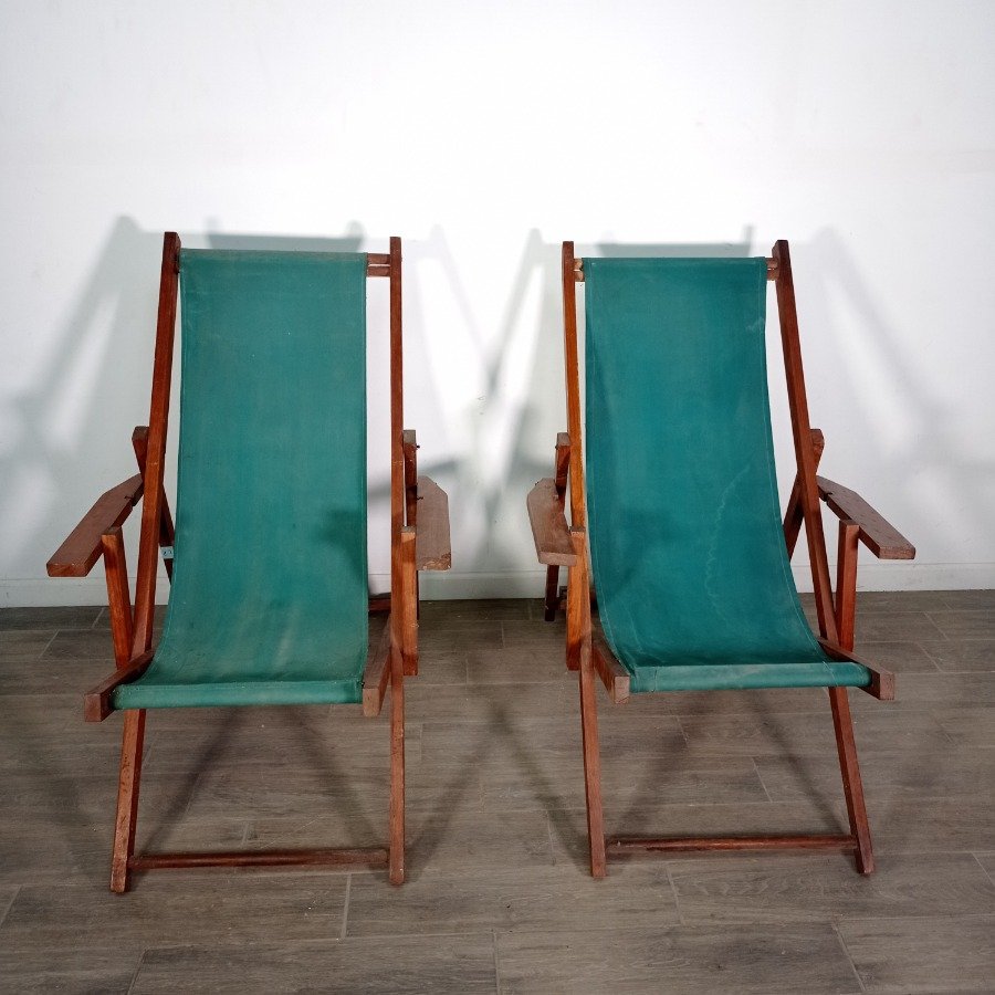 Reposeras plegables de madera y lona en venta - imagen 1