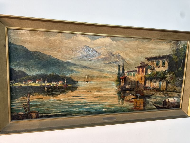 Antiguo óleo italiano de paisaje - imagen 5