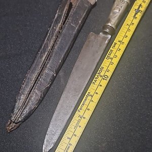 Cuchillo Franz Wenk Solingen Antiguo con Cabo Cuadrado en Plata y Oro - imagen 2