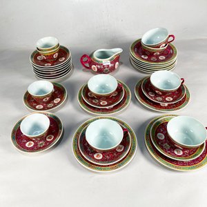 Juego de Loza Oriental China: 32 Piezas con Tazas, Platos y Lechera - imagen 5