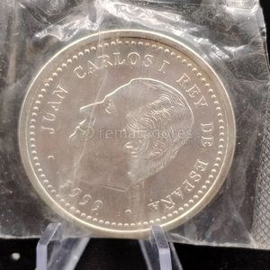 Lote siguiente: Moneda Antigua de Plata con Retrato de Juan Carlos I de España y Figura Histórica Mexicana