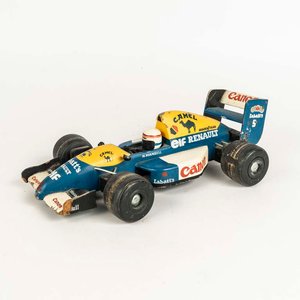 Lote siguiente: Maqueta de madera auto de F1 Wiliams Renault de N. Mansell, a la vista con detalle.