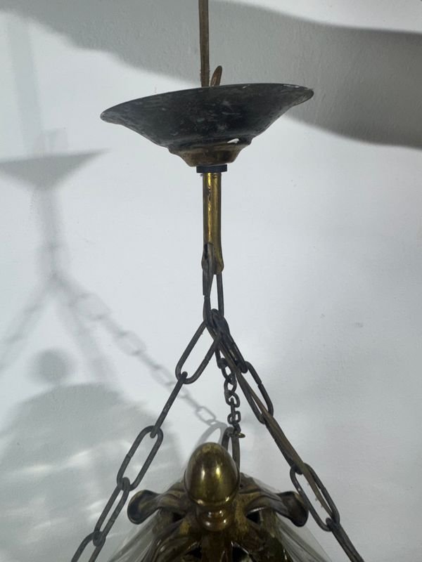 Antiguo colgante en bronce con tulipa - imagen 5