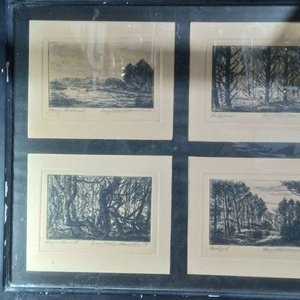 Lote siguiente: uatro aguafuertes originales firmados a lápiz por el artista uruguayo Hugo O'Neill Hamilton