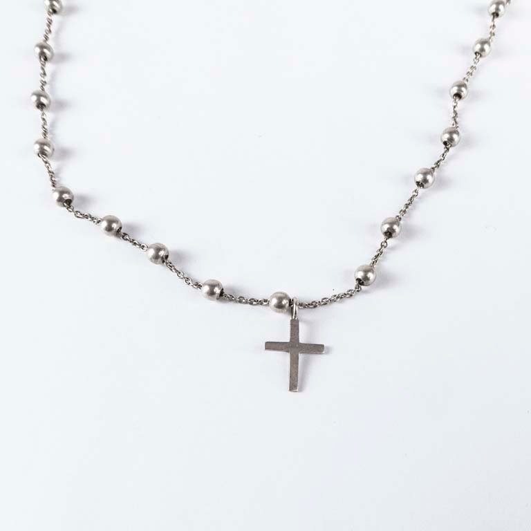 Rosario de plata con cruz - imagen 2
