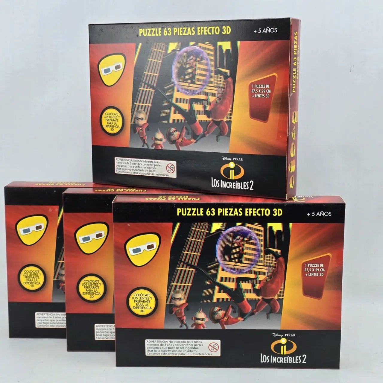 Juego de Mesa Disney Pixar Los Increíbles 2 Puzzle 3D con Lentes x4
