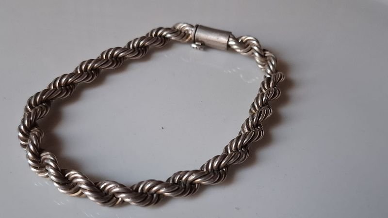 Pulsera plata gruesa y pesada con cierre y seguro - imagen 4