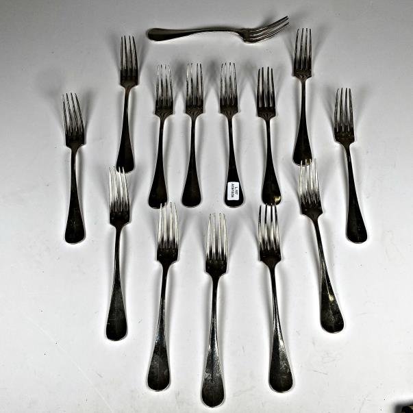 Catorce Tenedores de Comida Christofle Metal Plateado