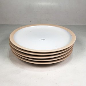 Conjunto de 5 Platos de Porcelana Blancos con Borde Rosado - imagen 1