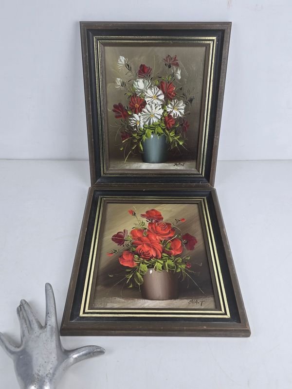 Par de Cuadros Decorativos Florales Firmados