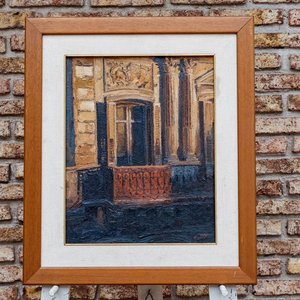 Óleo "Balcón de Ciudad Vieja" por Sergio Curto (40x50 cm) - imagen 1