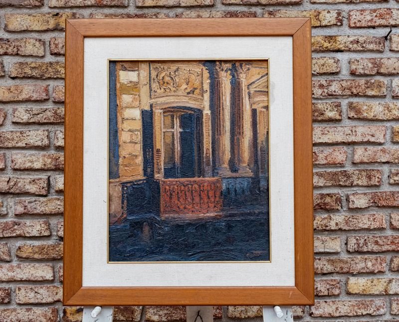 Óleo "Balcón de Ciudad Vieja" por Sergio Curto (40x50 cm)