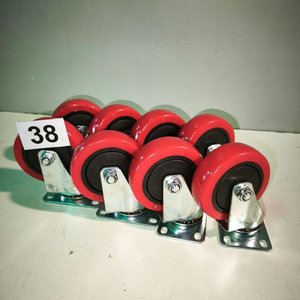 8 Ruedas Giratorias de Teflón Rojas - imagen 2