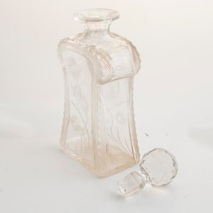 Botellón de Cristal Hialino Tallado con Flores y Tapón - imagen 3