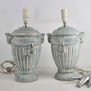 Par de Lámparas de Mesa Estilo Clásico Ánfora Azul - imagen 1
