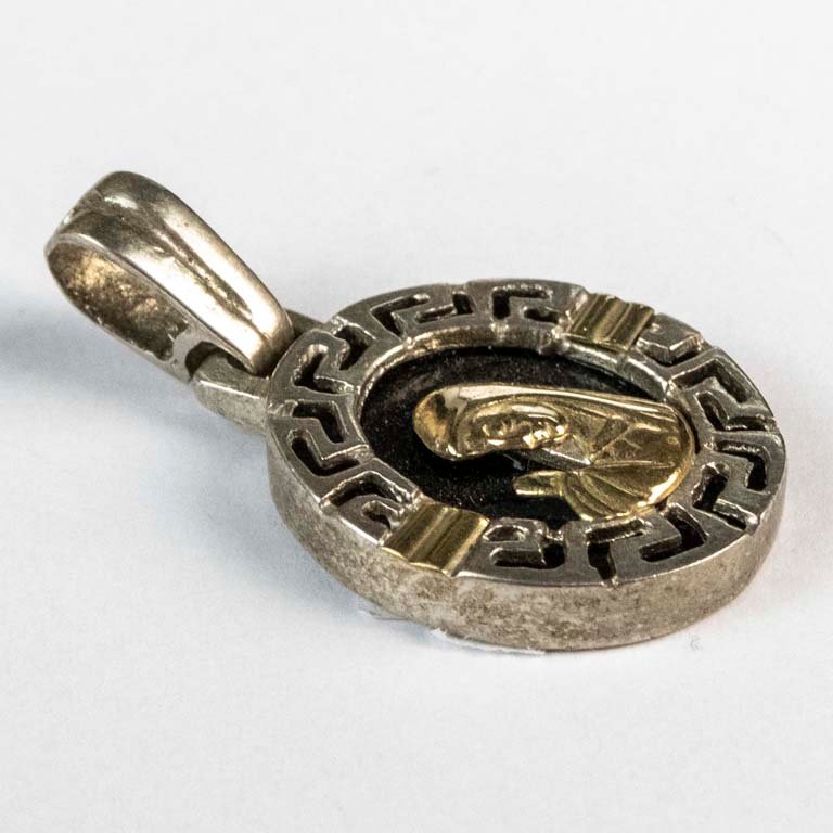 Pendiente de plata y oro con diseño de mujer - imagen 2