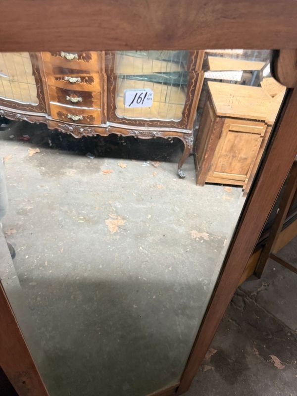 Puerta de Ropero Antigua de Roble con Espejo Biselado