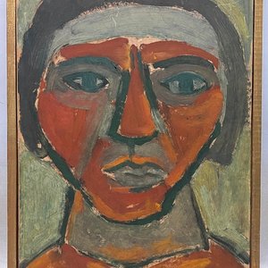Óleo "Cabeza" de Miguel Ángel Pareja sobre cartón, 38 x 28 cm - imagen 2