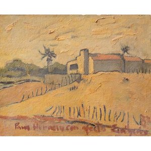 Lote siguiente: Óleo "Paisaje" de E. Ribeiro, Dedicado, Sin Marco