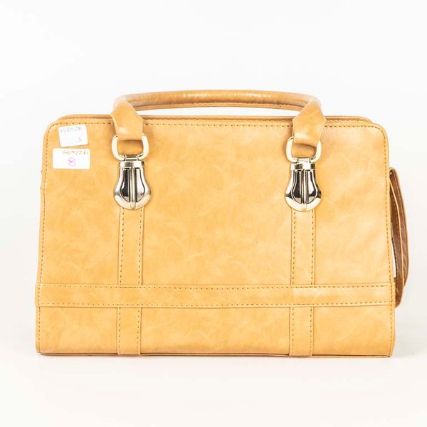 Cartera de Cuero Beige con Apliques Dorados - imagen 1