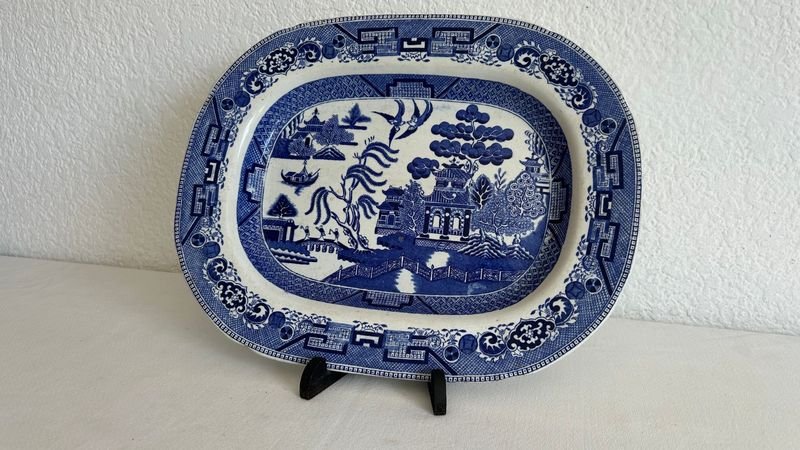 Fuente Inglesa 35x28cm: Placa de Porcelana Azul y Blanca - imagen 4
