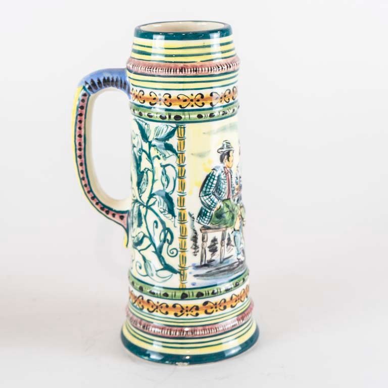 Jarra de cerveza de cerámica con relieve y cascadura - imagen 2