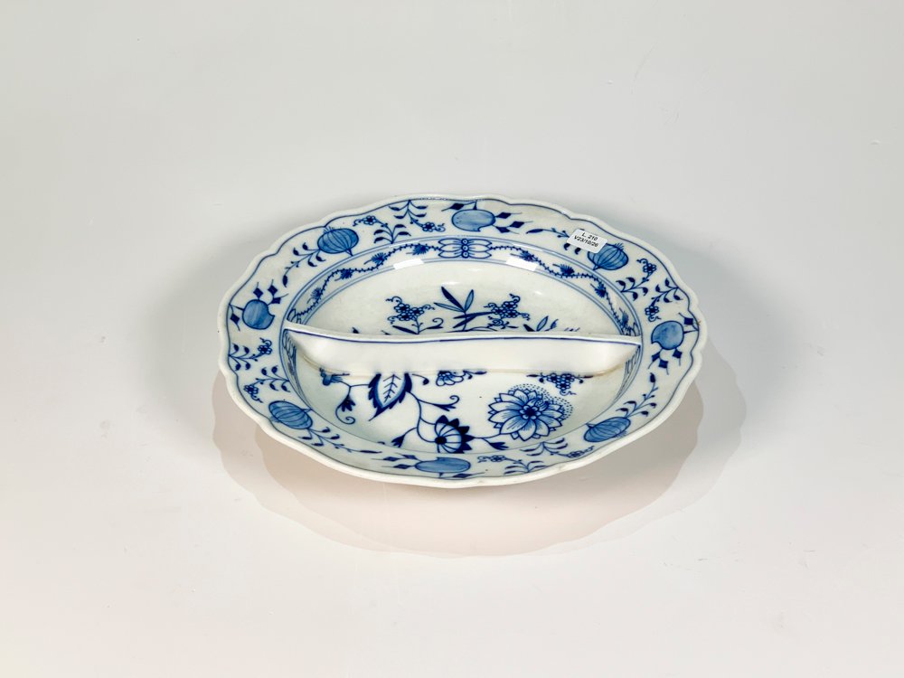 Copetinero de Porcelana Meissen Blanco con Flores Azules - Diámetro 31 cm