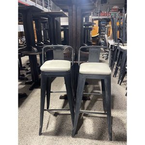 Par de Taburetes Altos Metálicos con Respaldo y Asiento Tapizado Delfino Álvarez - imagen 1