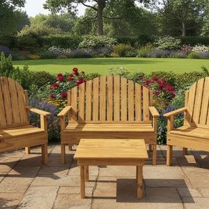 Lote siguiente: Juego de Muebles de Jardín: Sillones y Mesa Ratona de Madera