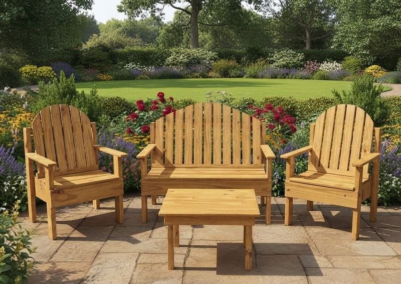 Juego de Muebles de Jardín: Sillones y Mesa Ratona de Madera