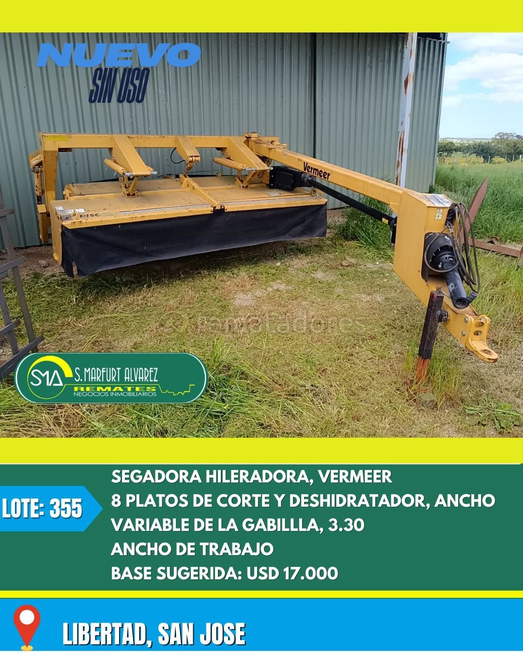 Segadora Hileradora Vermeer 3.30m de Ancho de Trabajo