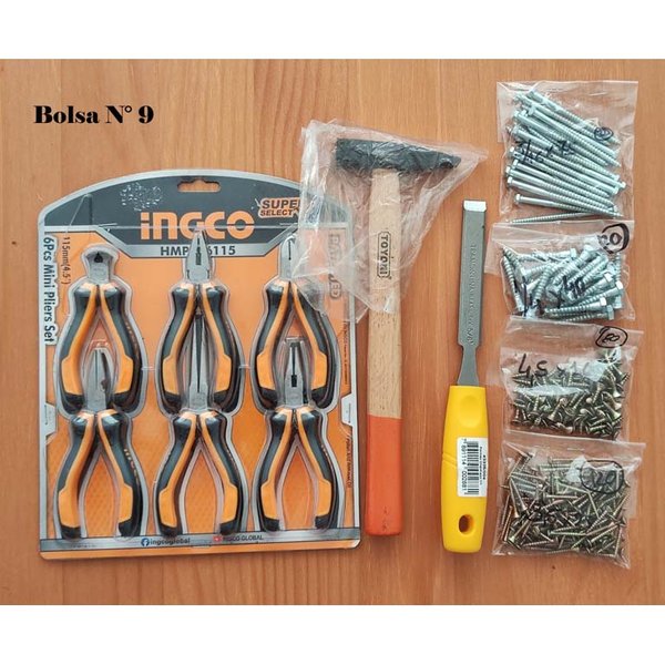 Conjunto de Herramientas Ingco - Formon Plastico y Martillo