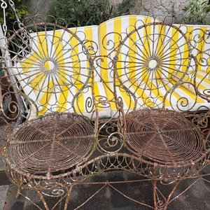 Antiguo Sillón de Jardín de Hierro Forjado de Tres Cuerpos - imagen 3