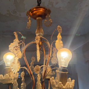 Lámpara de Techo Antigua de Bronce con Caireles y Cristales - imagen 5