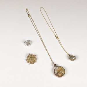 Lote de 6 Piezas de Bisutería: Cadenas Enchapadas, Colgantes, Anillo y Prendedor - imagen 1