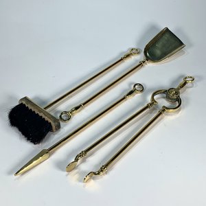 Juego de herramientas para chimenea de bronce con soporte - imagen 4