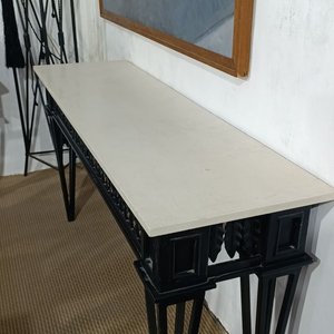 Mesa de Arrimo Recibidor Hierro Forjado con Tapa Marmolina - imagen 6