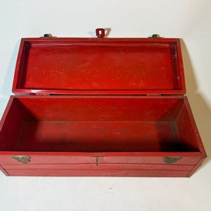 Valija Roja de Chapa Antigua para Herramientas - imagen 2