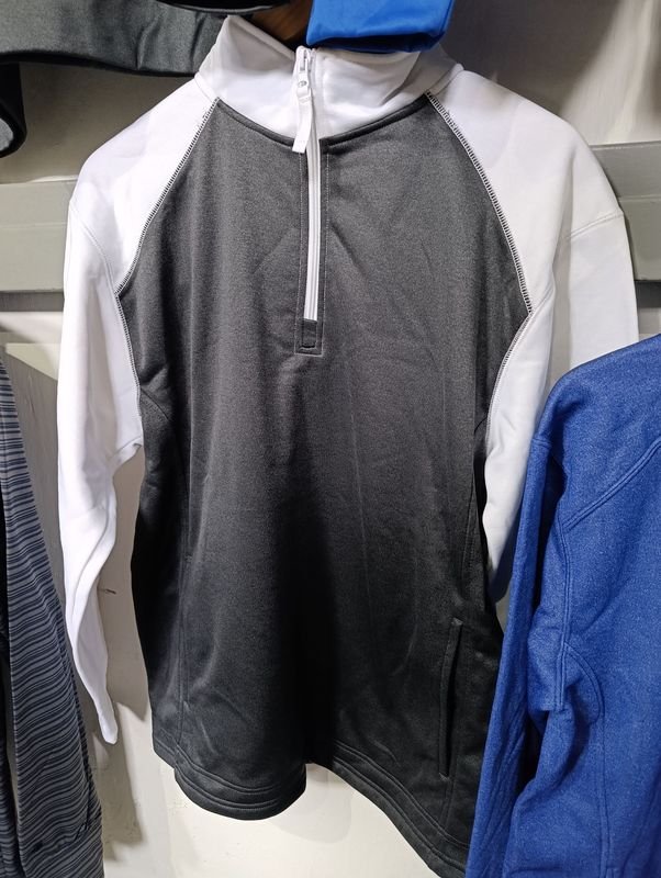 Buzo Deportivo Gris y Blanco con Cierre