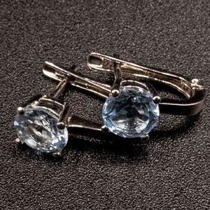 Aros de Plata 925 con Topacio Azul - imagen 2