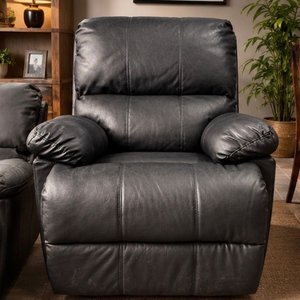 Sillón Reclinable de Cuero Negro con Apoyapiés Extensible - imagen 1
