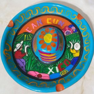Cenicero de Cerámica Pintado a Mano Estilo Mexicano - imagen 1