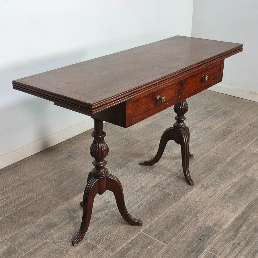 Mesa libro estilo Sheraton en cedro con dos cajones - imagen 4