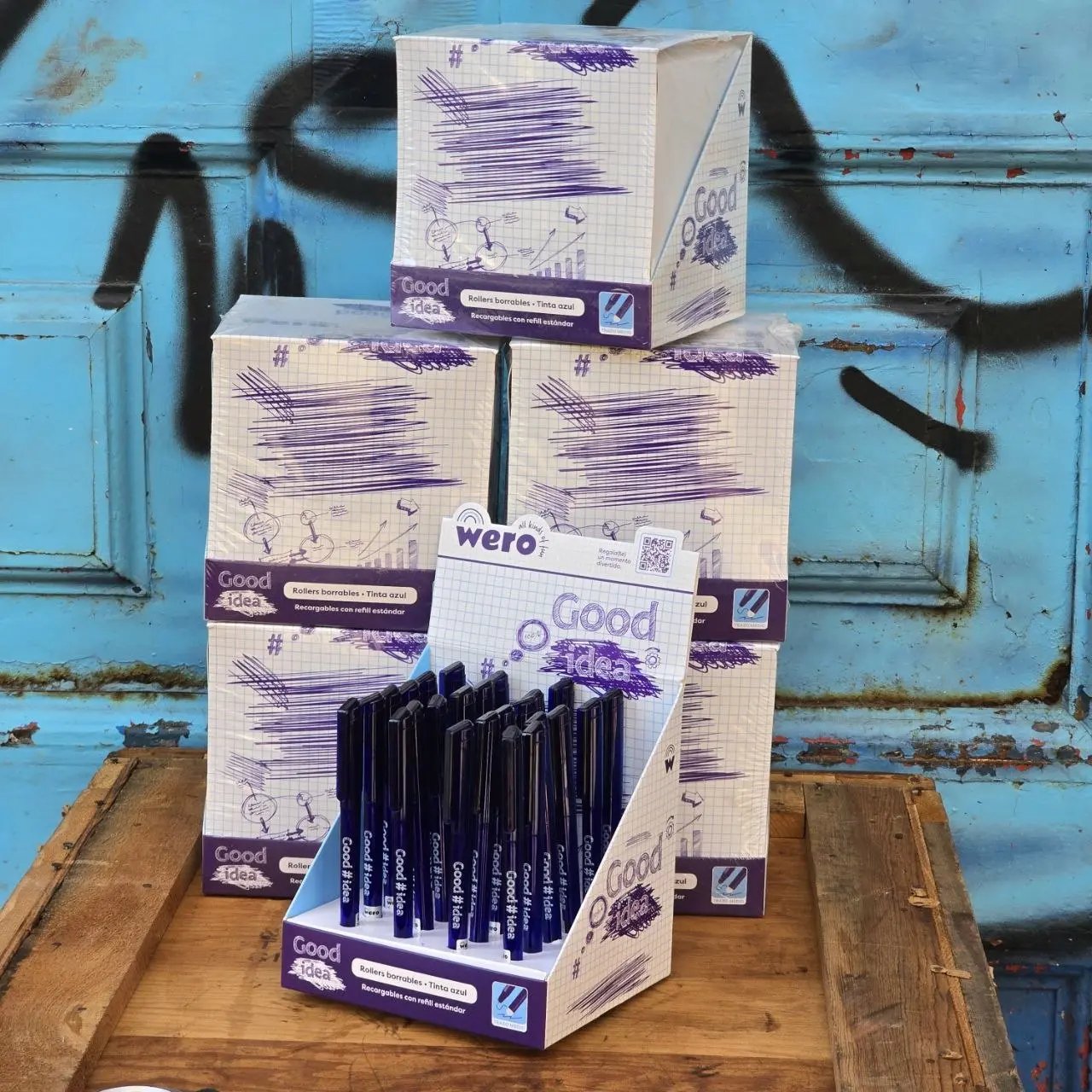 Caja de 24 Lapiceras Wero Good Idea, Tinta Azul