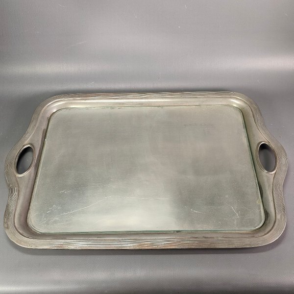 Bandeja Rectangular de Metal con Vidrio Protector y Asas - imagen 1