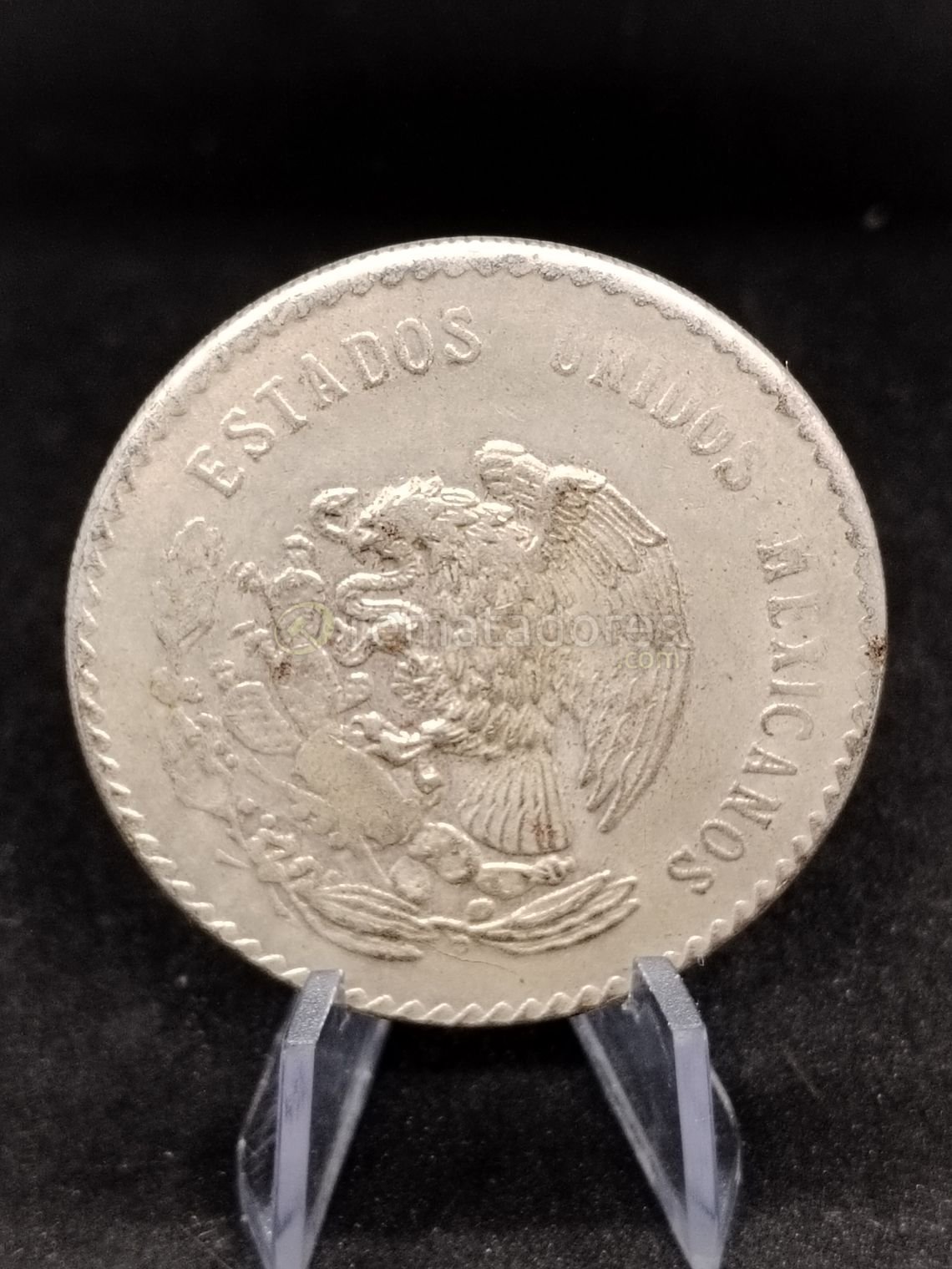 Moneda Antigua Mexicana de 5 Pesos de Plata Ley 0.900