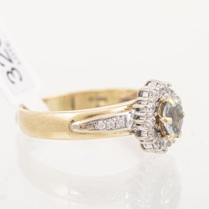 Anillo Oro 18k Combinado con Piedra Celeste y Circonias - imagen 2