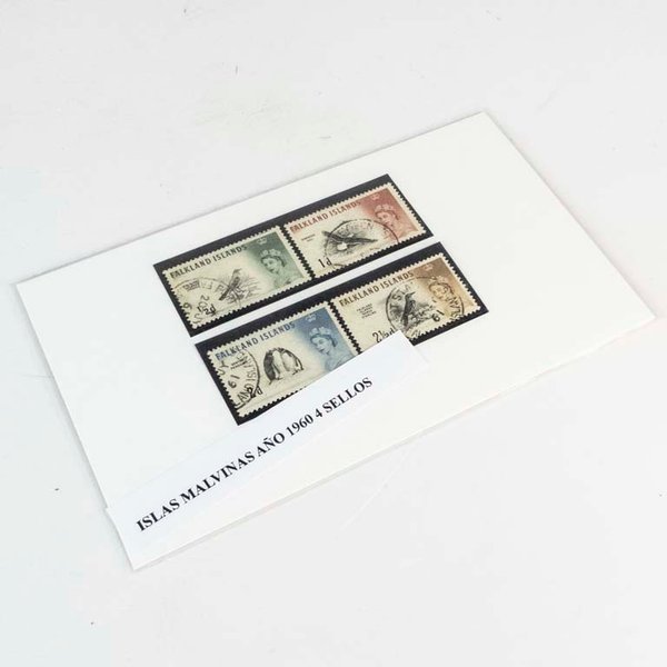 4 Sellos de las Islas Malvinas (Falkland Islands) Año 1960
