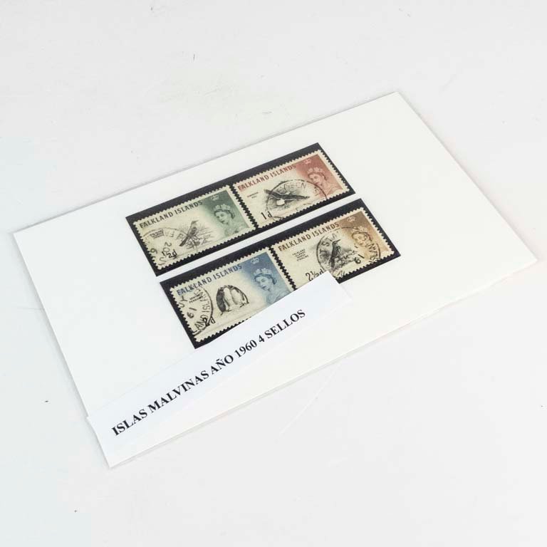 4 Sellos de las Islas Malvinas (Falkland Islands) Año 1960