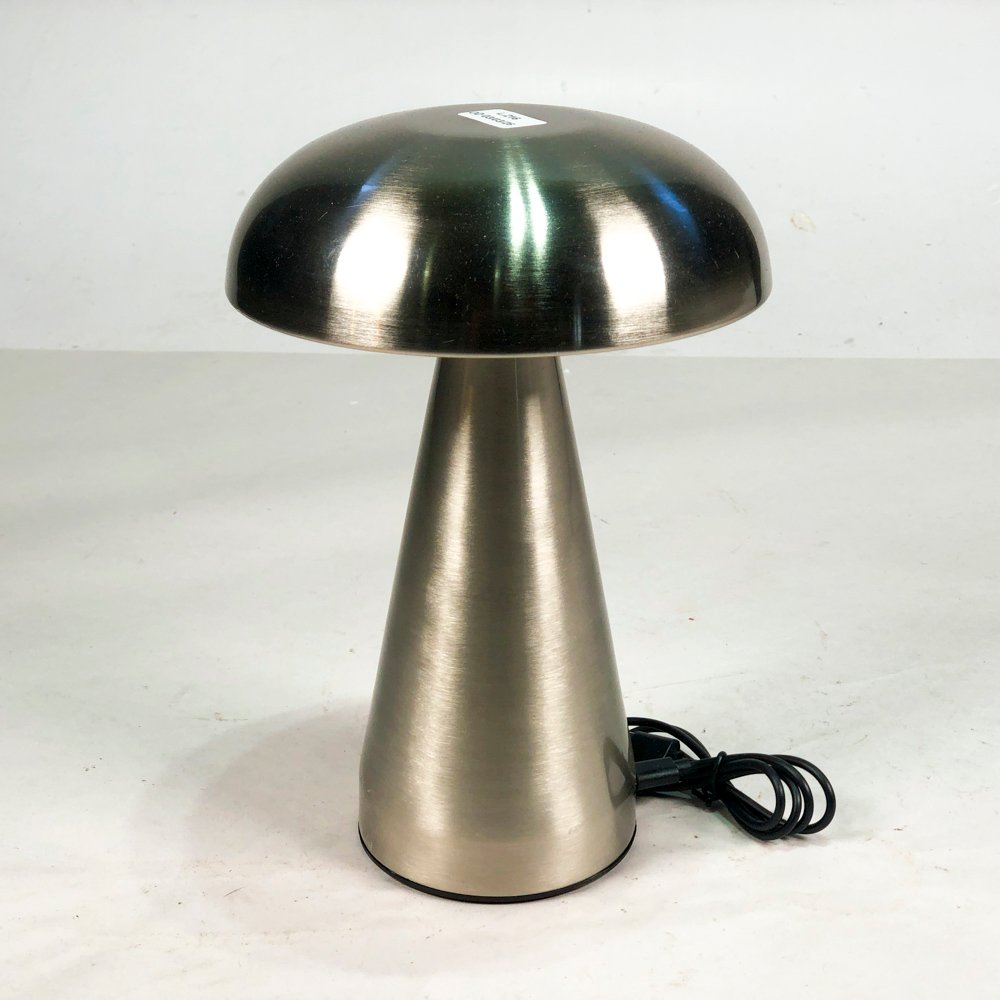 Lámpara de sobremesa en metal plateado tipo hongo con USB y pantalla táctil - imagen 2